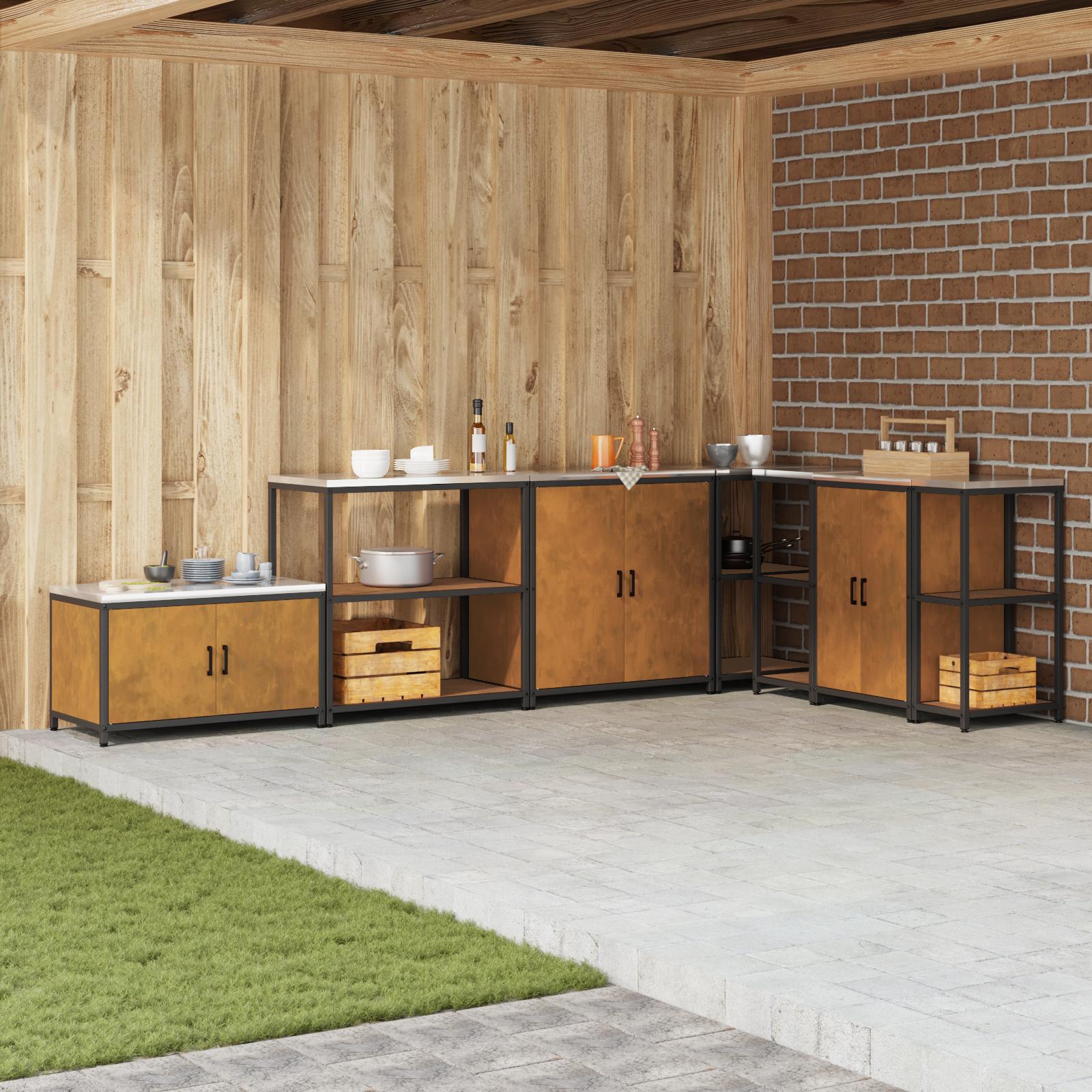 Køkkenopbevaringshylde Rusten 60 x 50 x 92 cm Forvitret stål