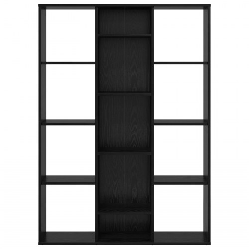 Rumdeler med hylder - sort eg, 100 × 24 × 140 cm, konstrueret træ