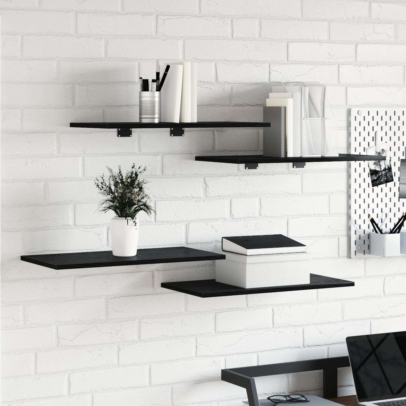 Hyldeborde - Pakke med 4 i Sort Eg, 60x30x1.5 cm, lavet af konstrueret træ billede