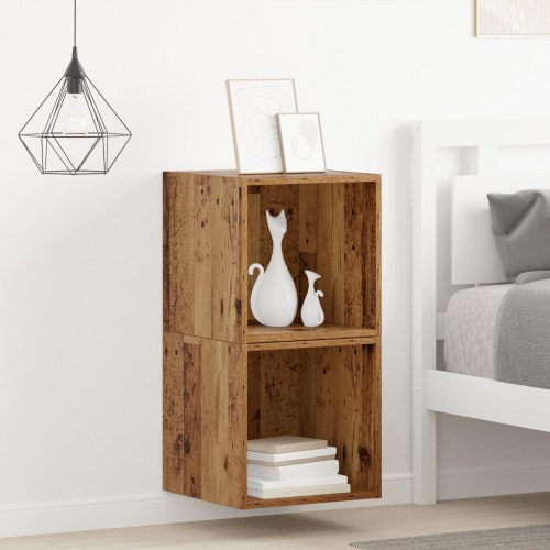 Vægskab - 2 stk i gammelt træ look, 37 × 37 × 37 cm, konstrueret træ