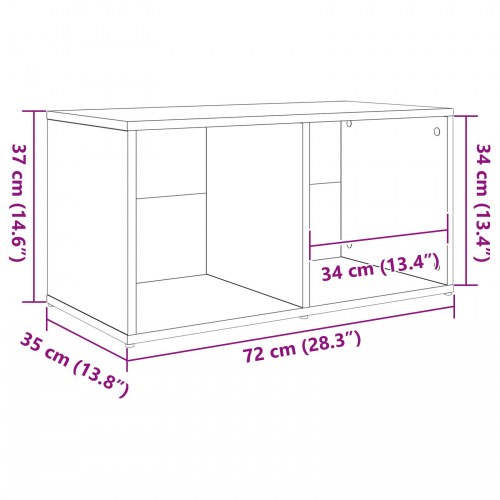 Væghængt TV-skab 72 x 35 x 37 cm - sort