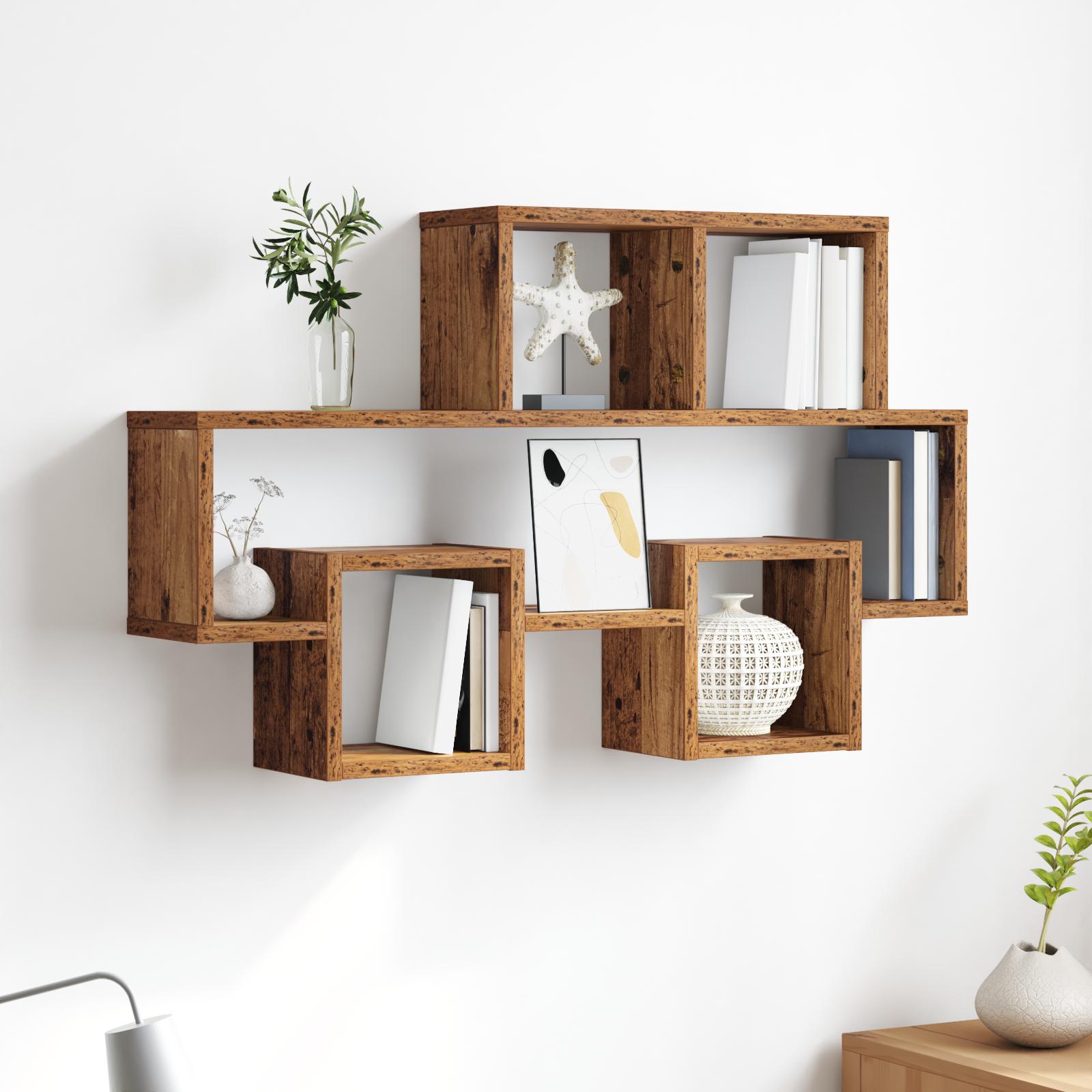 Væghylde med hylde Gammelt træ 82 x 15 x 51 cm Konstrueret træ