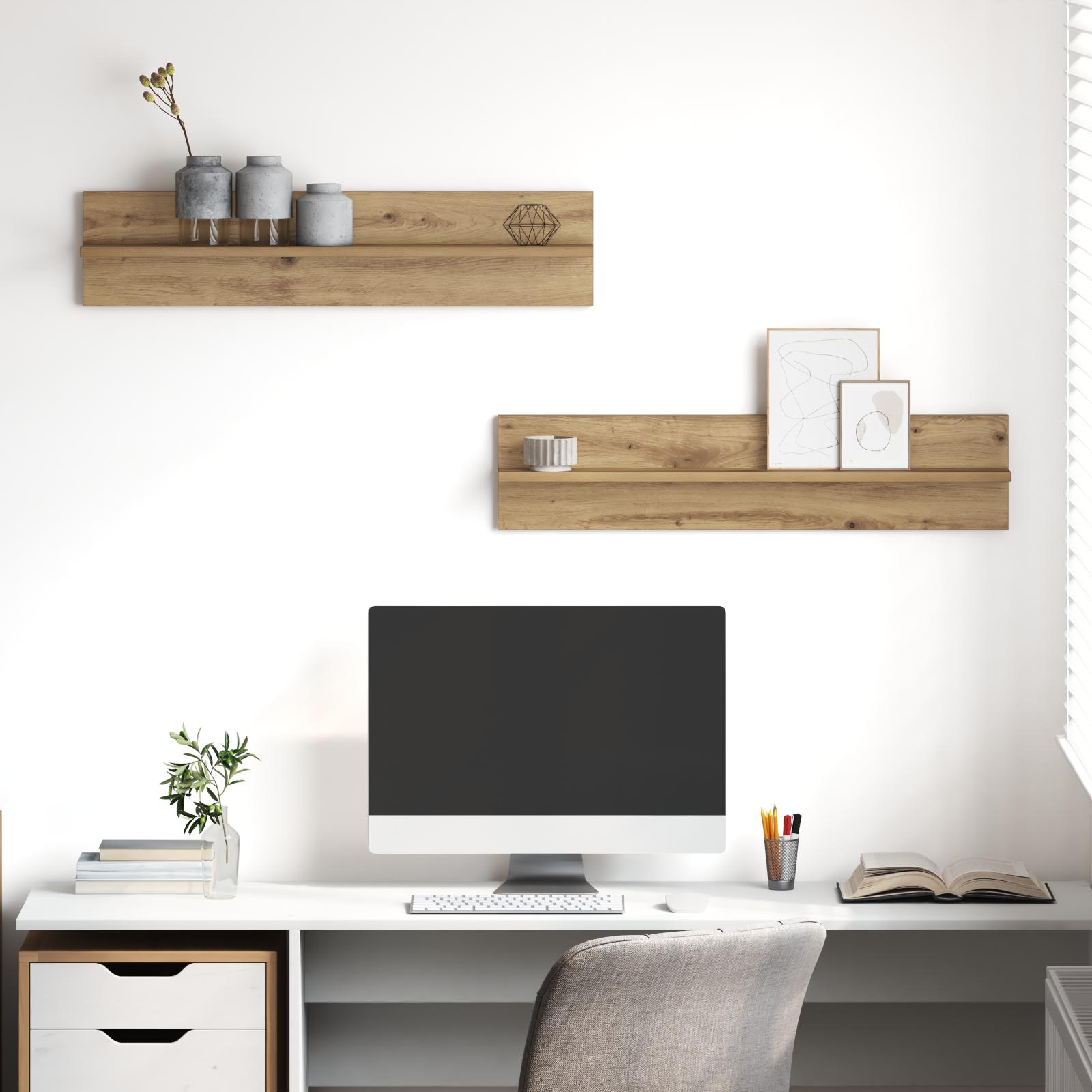 Væghylder med hylde med opbevaring 2 stk Artisan egetræ 80 x 11,5 x 18 cm