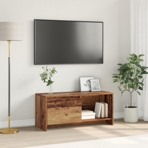 Væghængt TV-skab 90 x 35 x 40 cm - gammelt træ