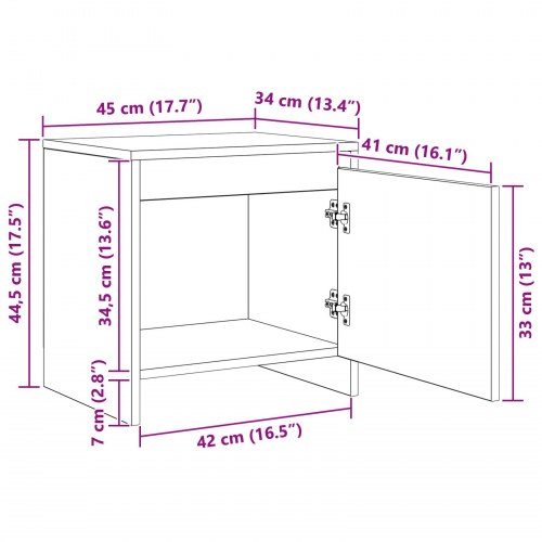 Sengebord sort eg 45 x 34 x 44,5 cm