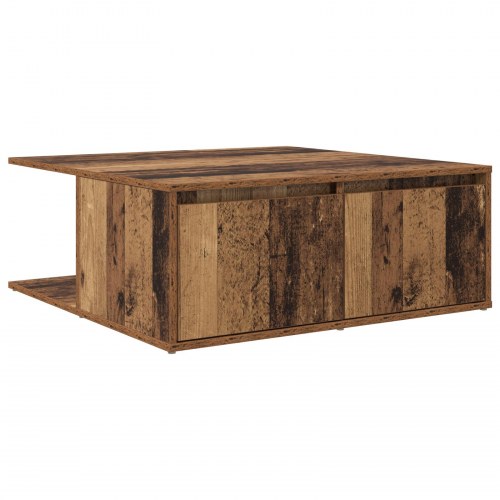Sofabord i gammelt træ med 2 skuffer - 80 x 80 x 31,5 cm