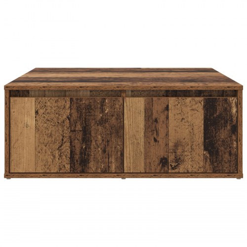 Sofabord i gammelt træ med 2 skuffer - 80 x 80 x 31,5 cm
