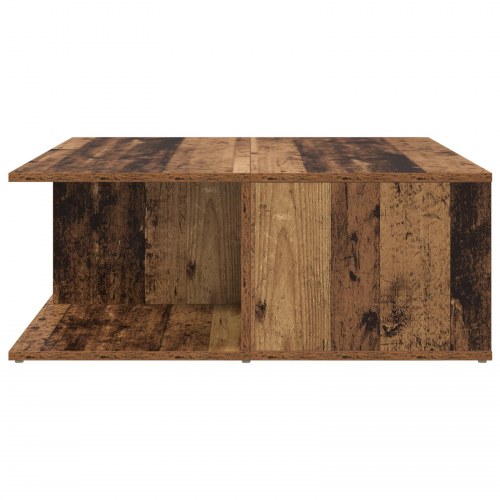 Sofabord i gammelt træ med 2 skuffer - 80 x 80 x 31,5 cm