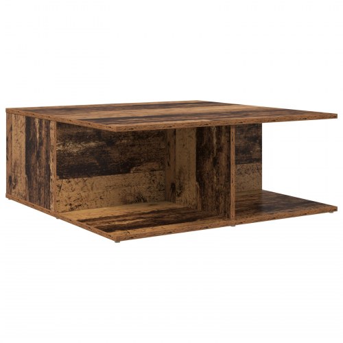 Sofabord i gammelt træ med 2 skuffer - 80 x 80 x 31,5 cm