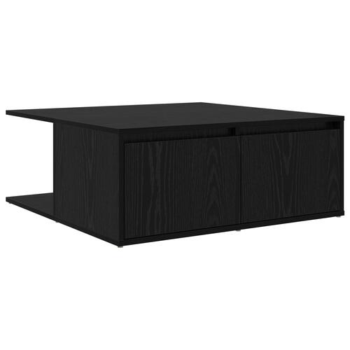 Sofabord med skuffe med opbevaring Sort eg 80 x 80 x 31 cm Konstrueret træ