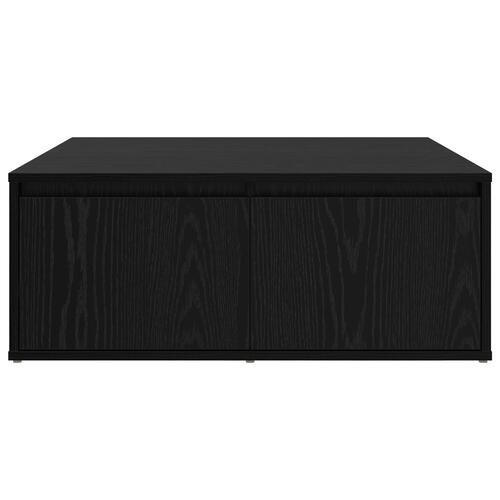 Sofabord med skuffe med opbevaring Sort eg 80 x 80 x 31 cm Konstrueret træ