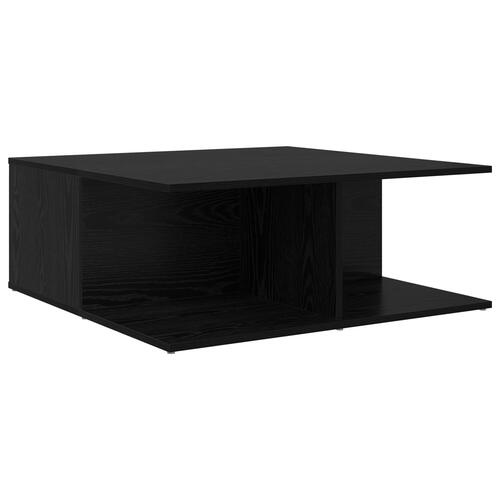 Sofabord med skuffe med opbevaring Sort eg 80 x 80 x 31 cm Konstrueret træ