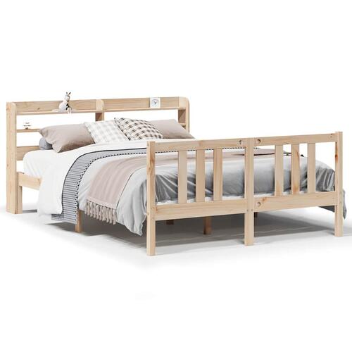 Sengeramme med sengegavl 120x200 cm massivt fyrretræ hvid