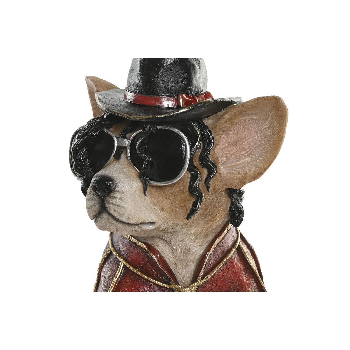 Dekorativ hundefigur - brun, gylden og rødbrun (harpiks)