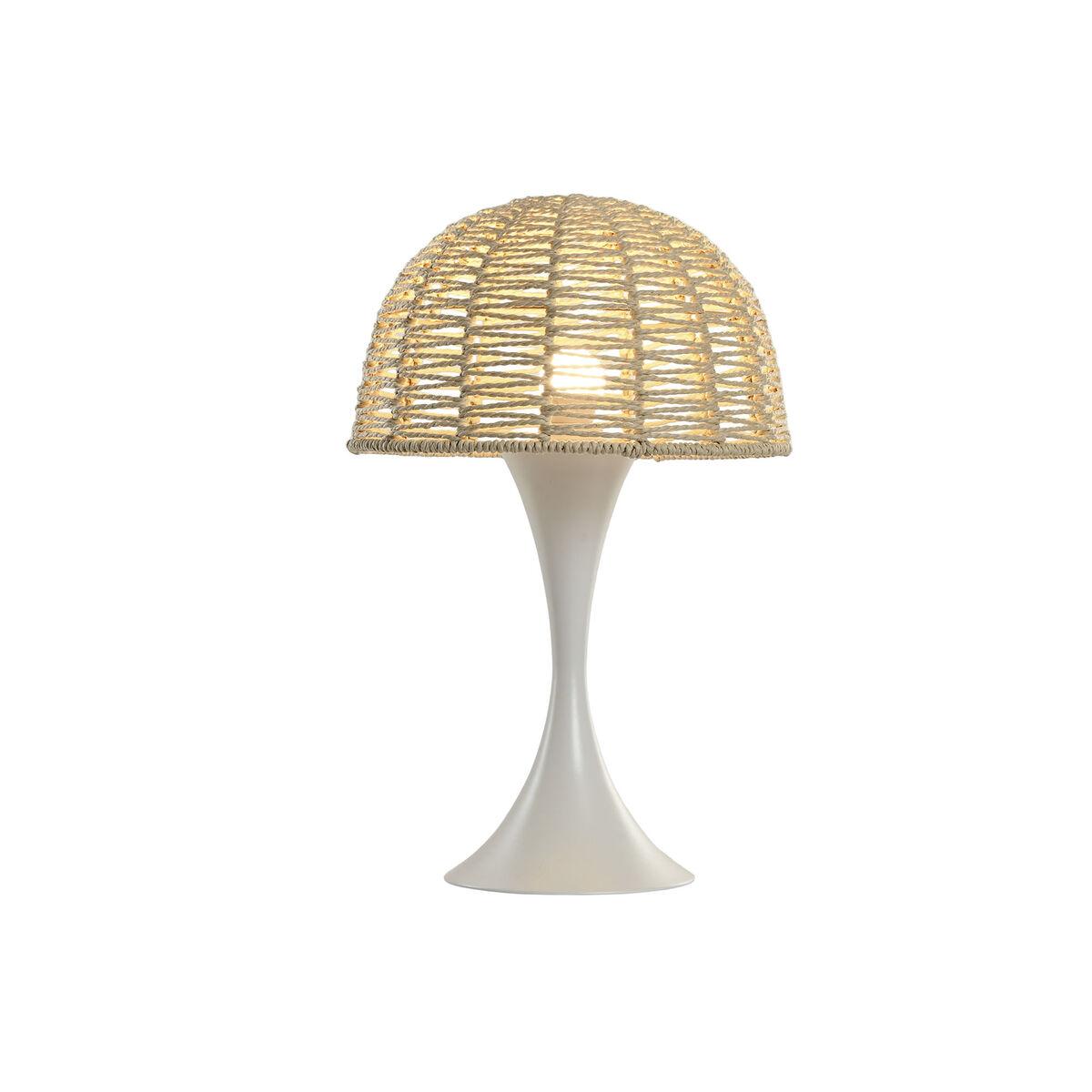 Bordlampe - hvid/brun, champignondesign, E27