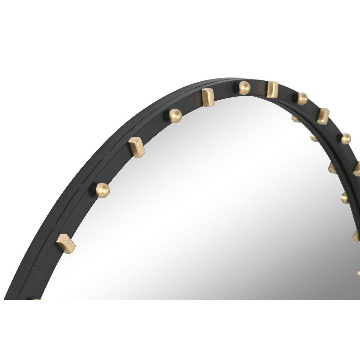 Vægspejl - sort/gylden, moderne, Ø90 cm