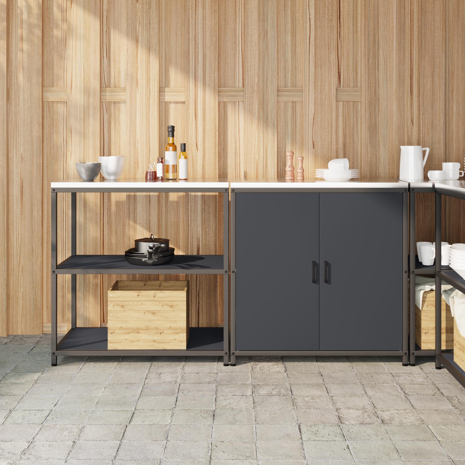 Køkkenopbevaringssæt med hylde 2 stk Antracit 180 x 50 x 92 cm billede