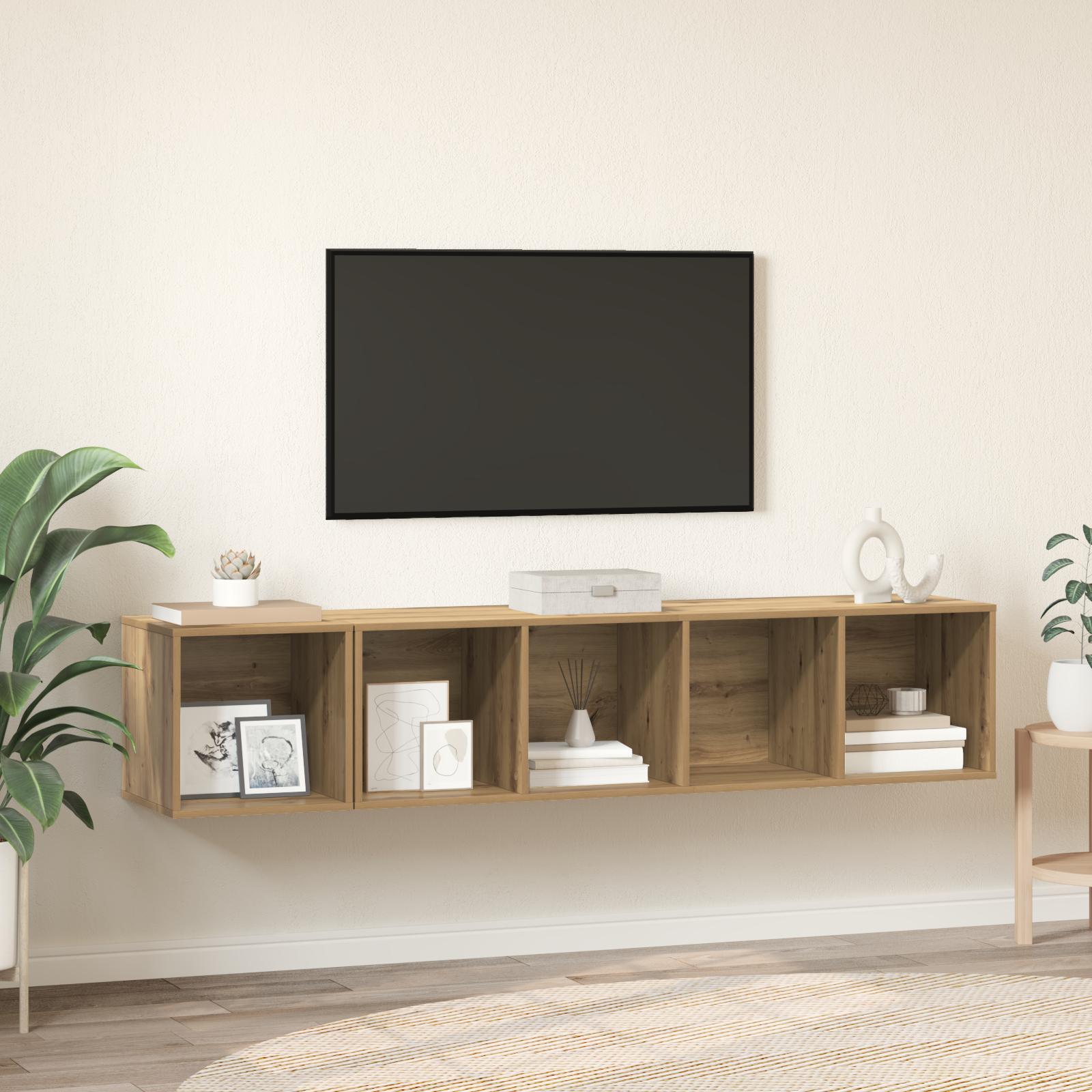 TV Skab Sæt 2 stk artisan eg 37 x 37 x 142.5 cm Konstrueret træ