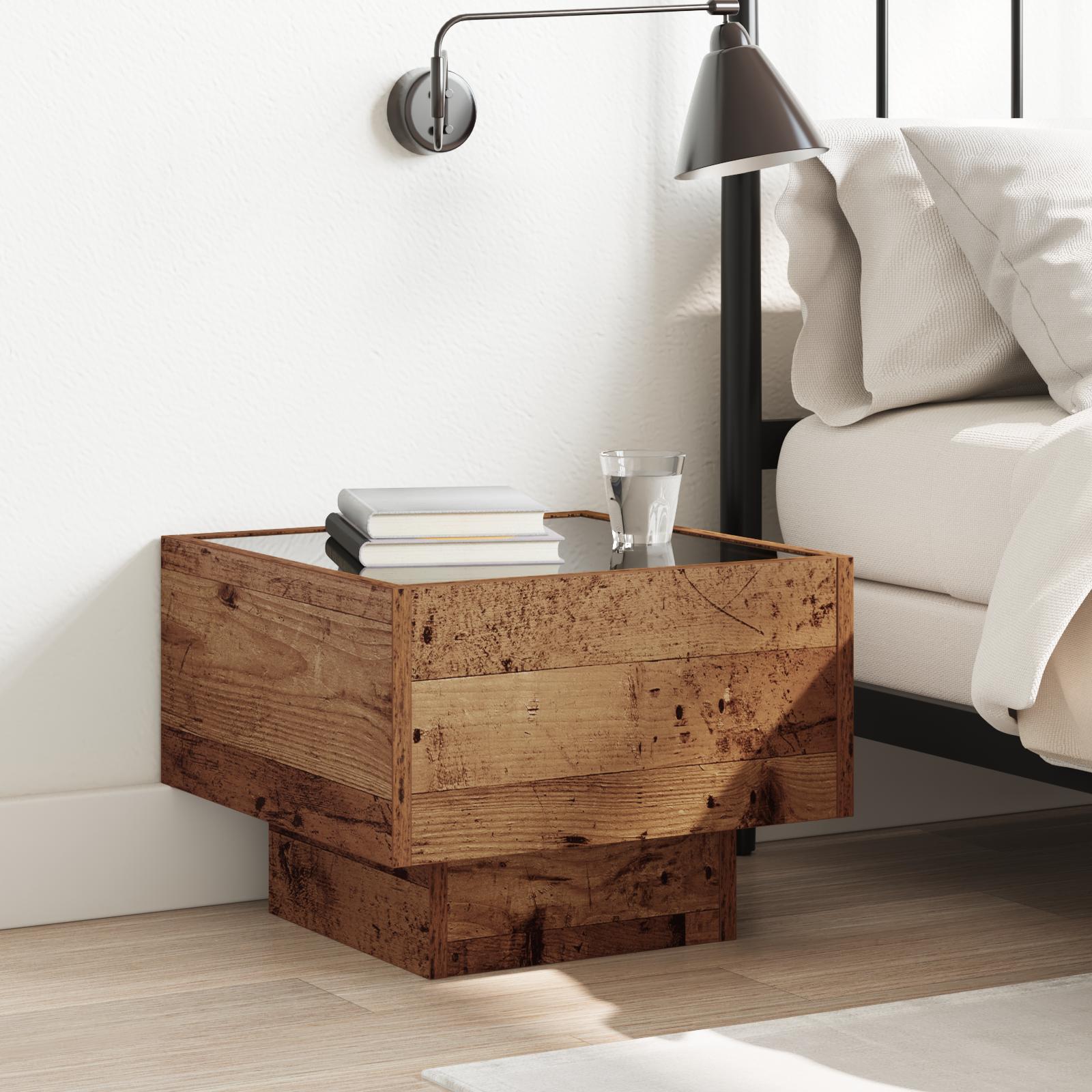 Opbevaringsskab Gammelt træ 40 x 40 x 30 cm Sammensat træ, Glas