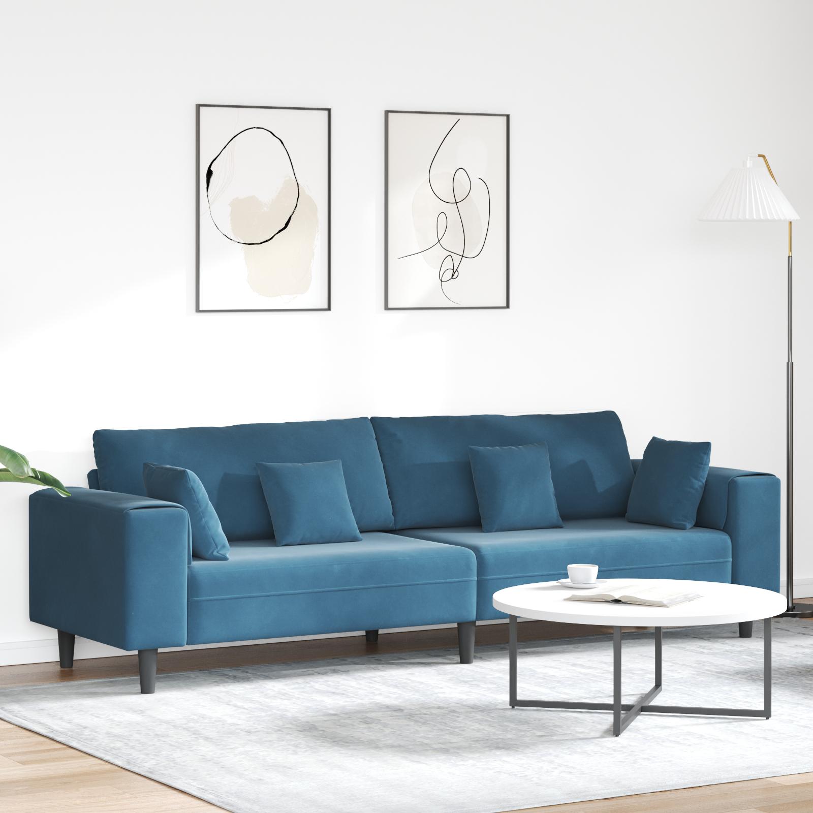 Fløjls Sofa med pude med pude Blå 208 cm Fløjl