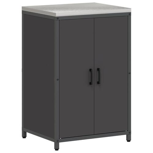 Køkkenopbevaringssæt med hylde med opbevaring med dør Indstillelig 2 stk Sort 150 x 50 x 92 cm