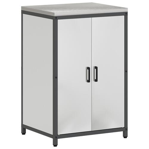 Køkkenopbevaringssæt med hylde med opbevaring med dør Indstillelig 2 stk Sølv 150 x 50 x 92 cm