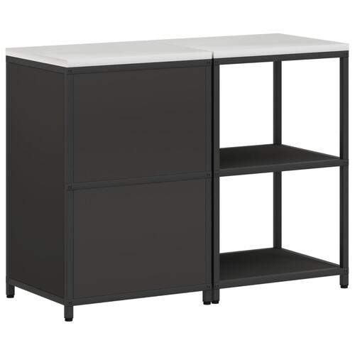 Køkkenopbevaringssæt med hylde med opbevaring med dør Indstillelig 2 stk Sort 120 x 50 x 92 cm