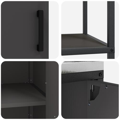 Køkkenopbevaringssæt med hylde med opbevaring med dør Indstillelig 2 stk Sort 120 x 50 x 92 cm
