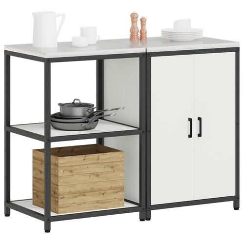 Køkkenopbevaringssæt med hylde med opbevaring med dør Indstillelig 2 stk Hvid 120 x 50 x 92 cm