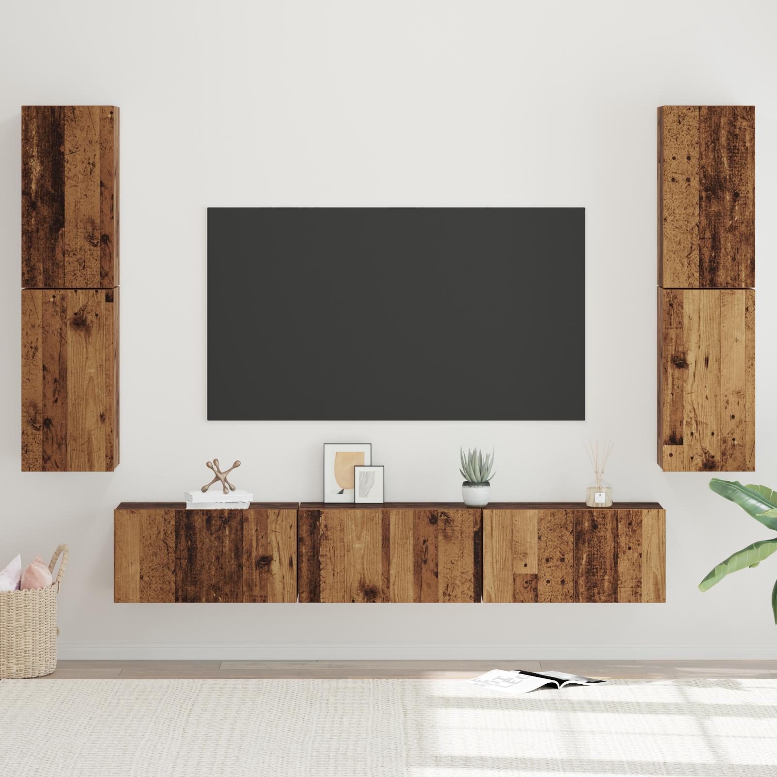 TV-møbelsæt 7 stk Gammelt træ 80 x 30 x 30.5 cm Konstrueret træ