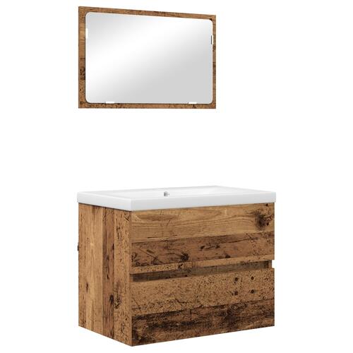 Badeværelsesmøbel sæt 3 stk Gammelt træ 60 x 38.5 x 45 cm