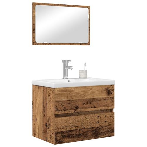 Badeværelsesmøbel sæt 3 stk Gammelt træ 60 x 38.5 x 45 cm