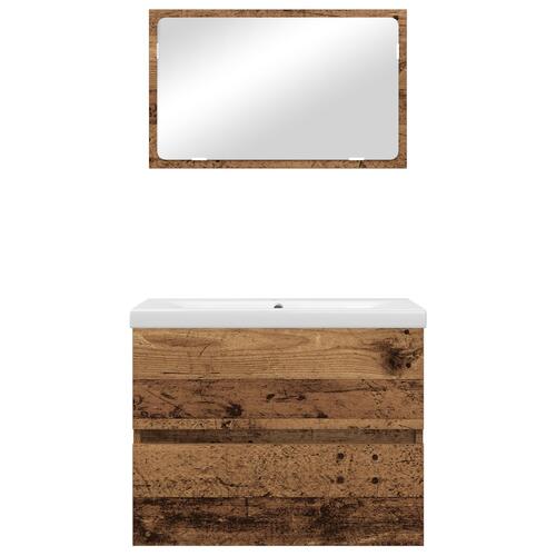 Badeværelsesmøbel sæt 3 stk Gammelt træ 60 x 38.5 x 45 cm