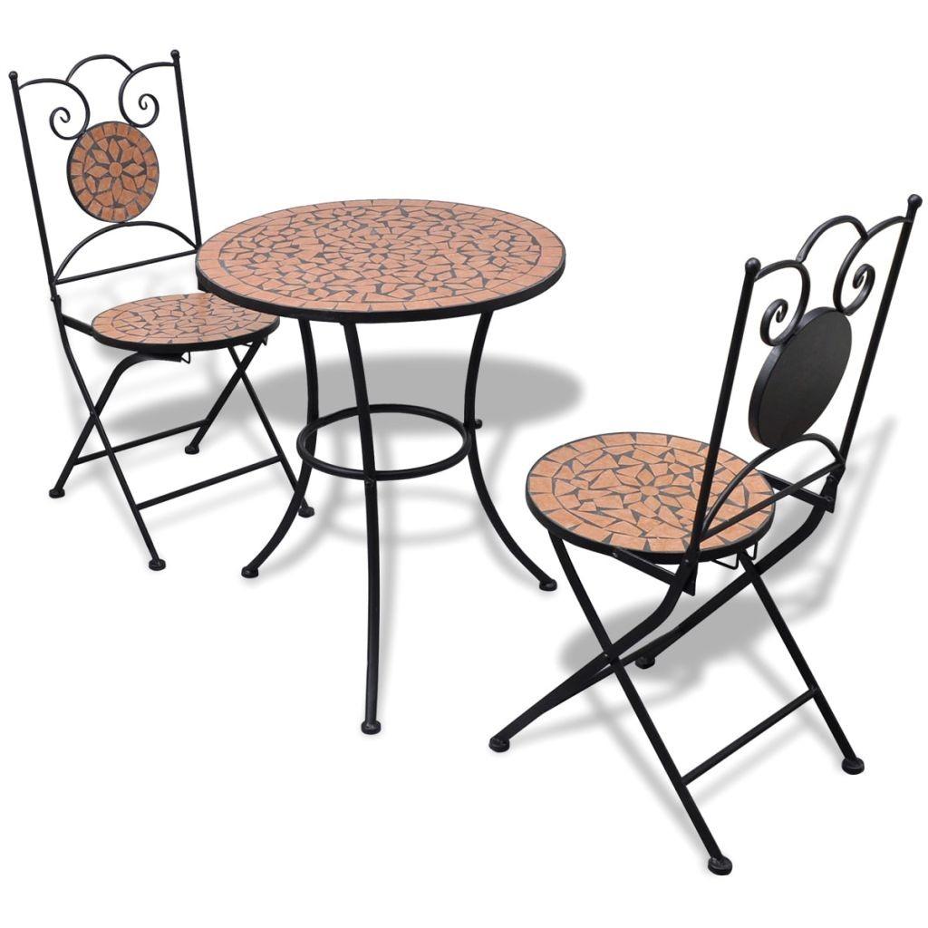 Bistrosæt 3 dele keramikfliser terracotta