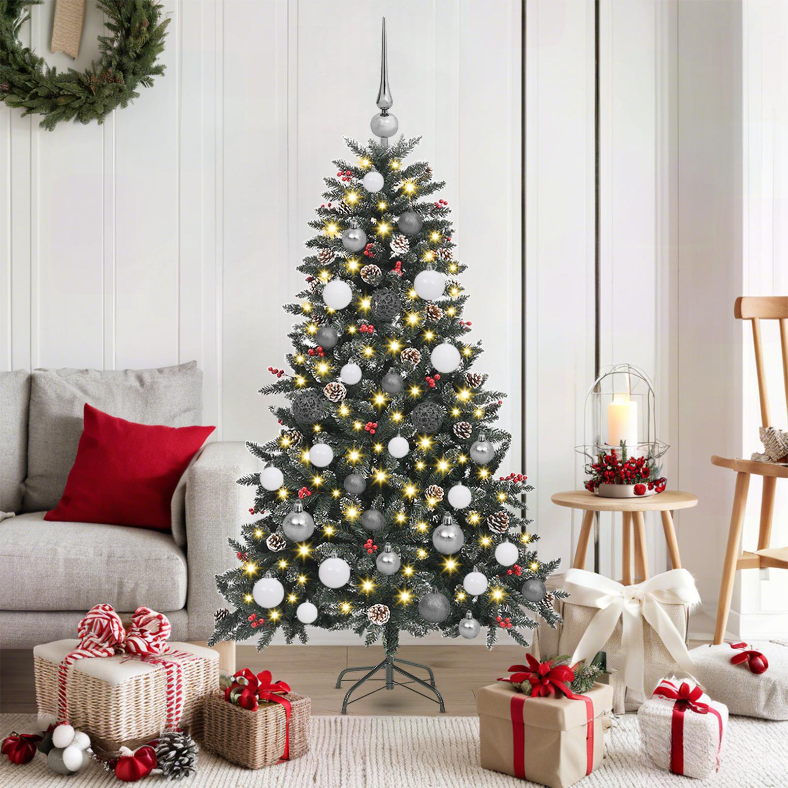 Kunstigt juletræ med 150 LED'er Grøn 83,5 x 83,5 x 150 cm billede