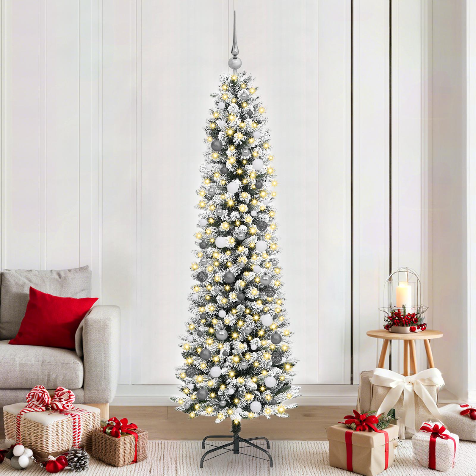 Juletræ with Decorative String Lights Hvid 210 cm PVC