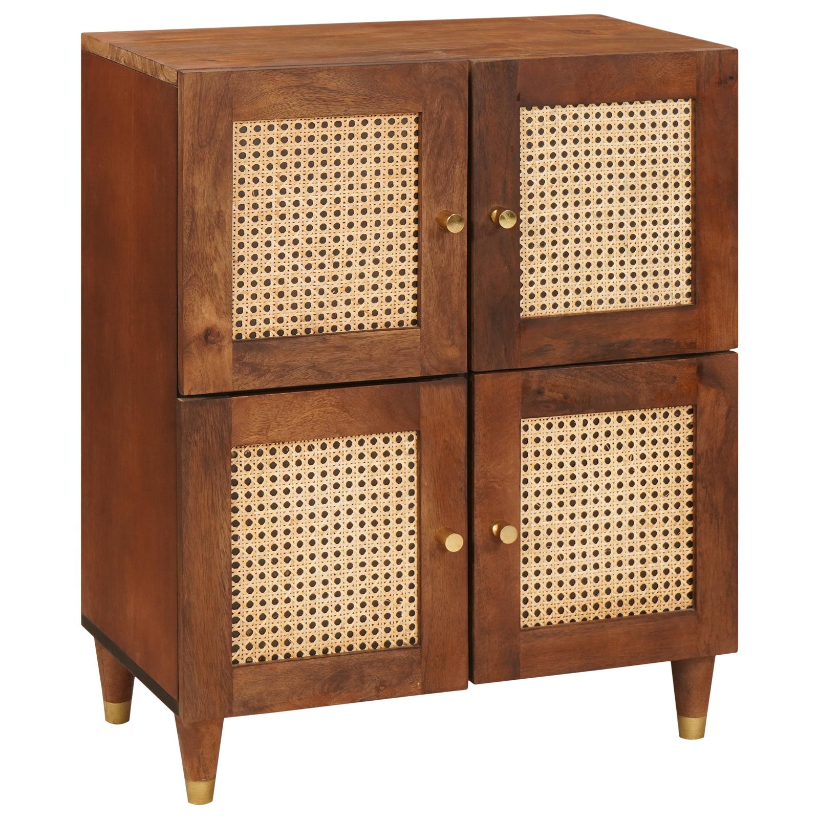 Sidebord Brun 60 x 33.5 x 75 cm Rattan og solid mango træ billede
