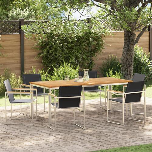 7-delt Have Spise Sæt Massivt Træ Teak&& Udendørs Spise Bord 200x90x74.5 cm Massivt Træ Teak