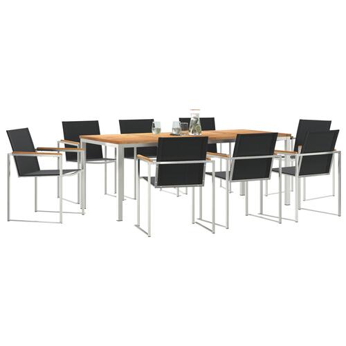 7-delt Have Spise Sæt Massivt Træ Teak&& Udendørs Spise Bord 200x90x74.5 cm Massivt Træ Teak