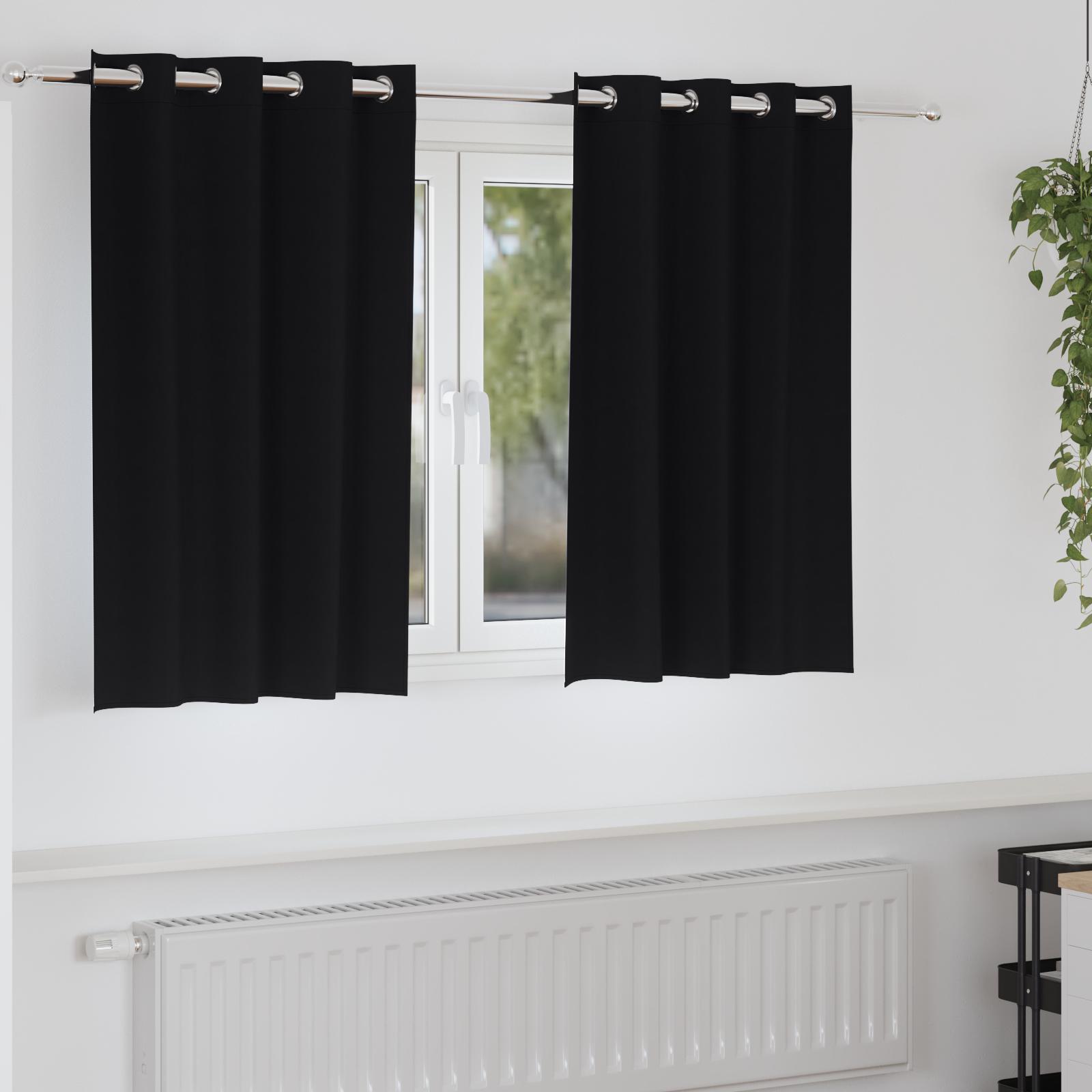 Mørklægningsgardiner Med Ringe 2 Dele 140 X - Sort / 140 cm / Øjer