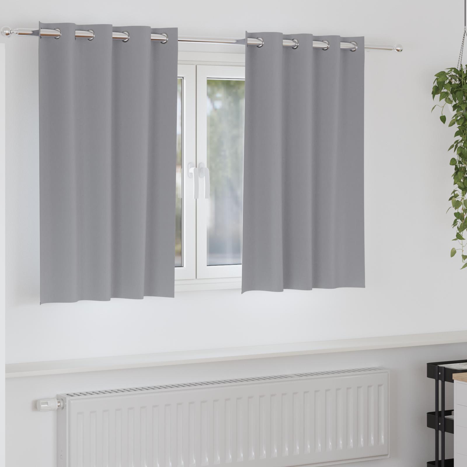 Mørklægningsgardiner Med Ringe 2 Dele 140 X - Lysegrå / 140 cm / Øjer