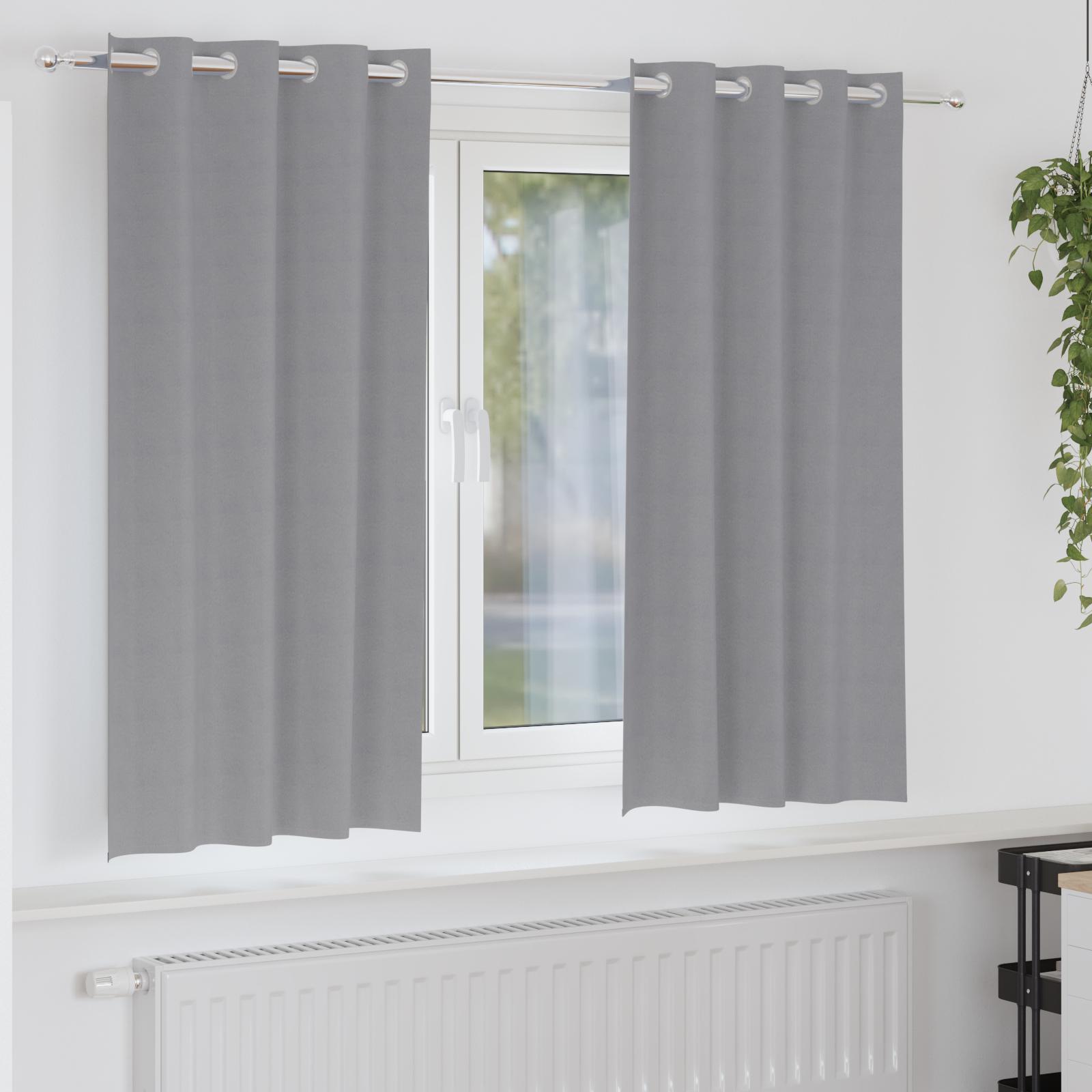 Mørklægningsgardiner Med Ringe 2 Dele 140 X - Lysegrå / 175 cm / Øjer