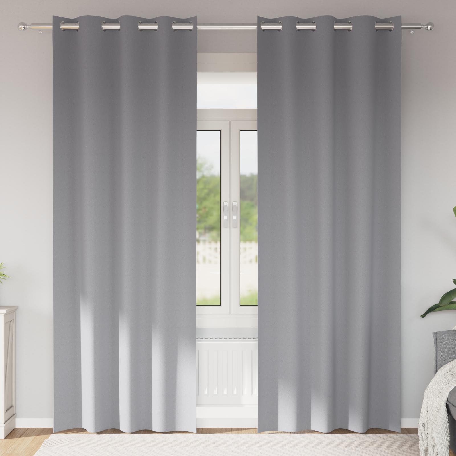 Mørklægningsgardiner Med Ringe 2 Dele 140 X - Lysegrå / 260 cm / Øjer