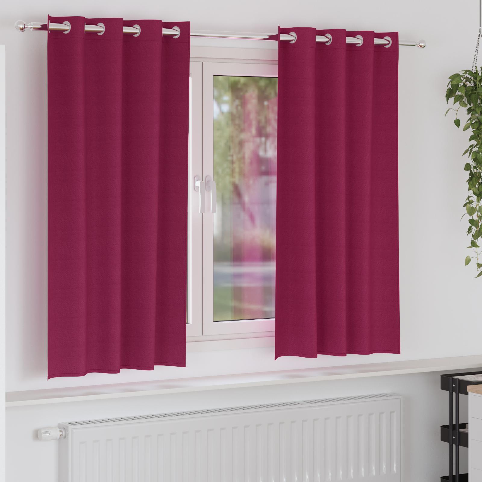 Mørklægningsgardiner Med Ringe 2 Dele 140 X - Vinrød / 175 cm / Øjer