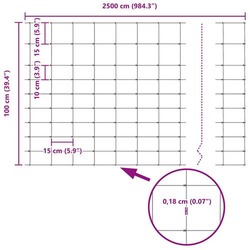 Hegnspæle 22 stk U-Kanal 100 cm Galvaniseret Stål&& Markhegn 1x25 m Galvaniseret Stål