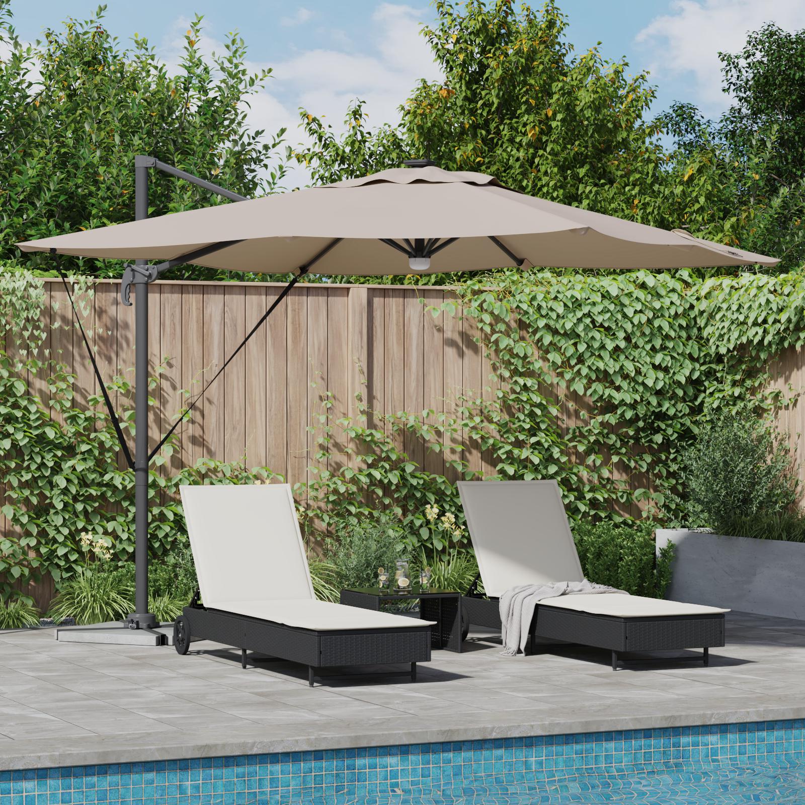 Cantilever Roma Parasol med LED'er Taupe 286x285x270 cm Aluminium