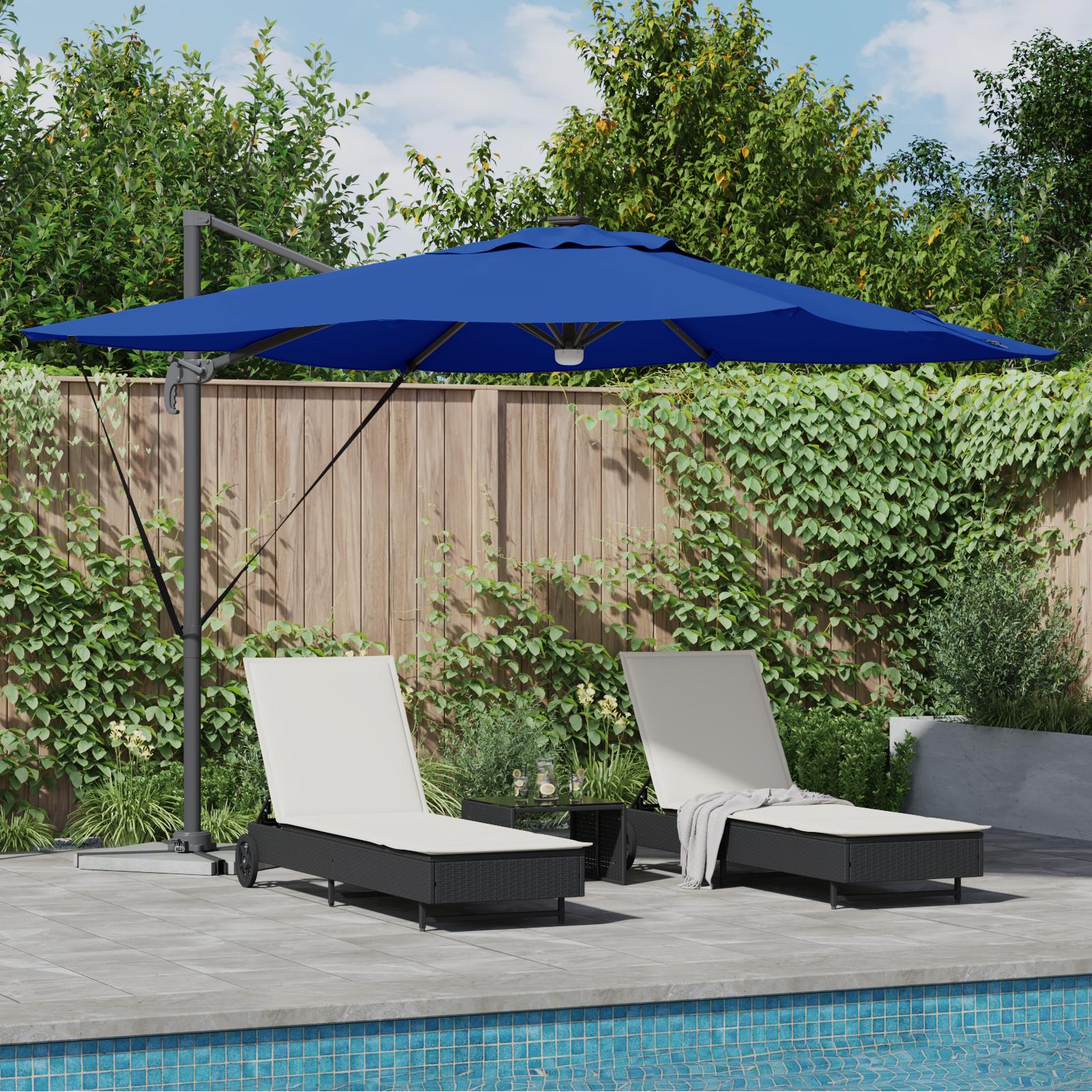 Cantilever Roma Parasol med LED'er Azurblå 286x285x270 cm Aluminium