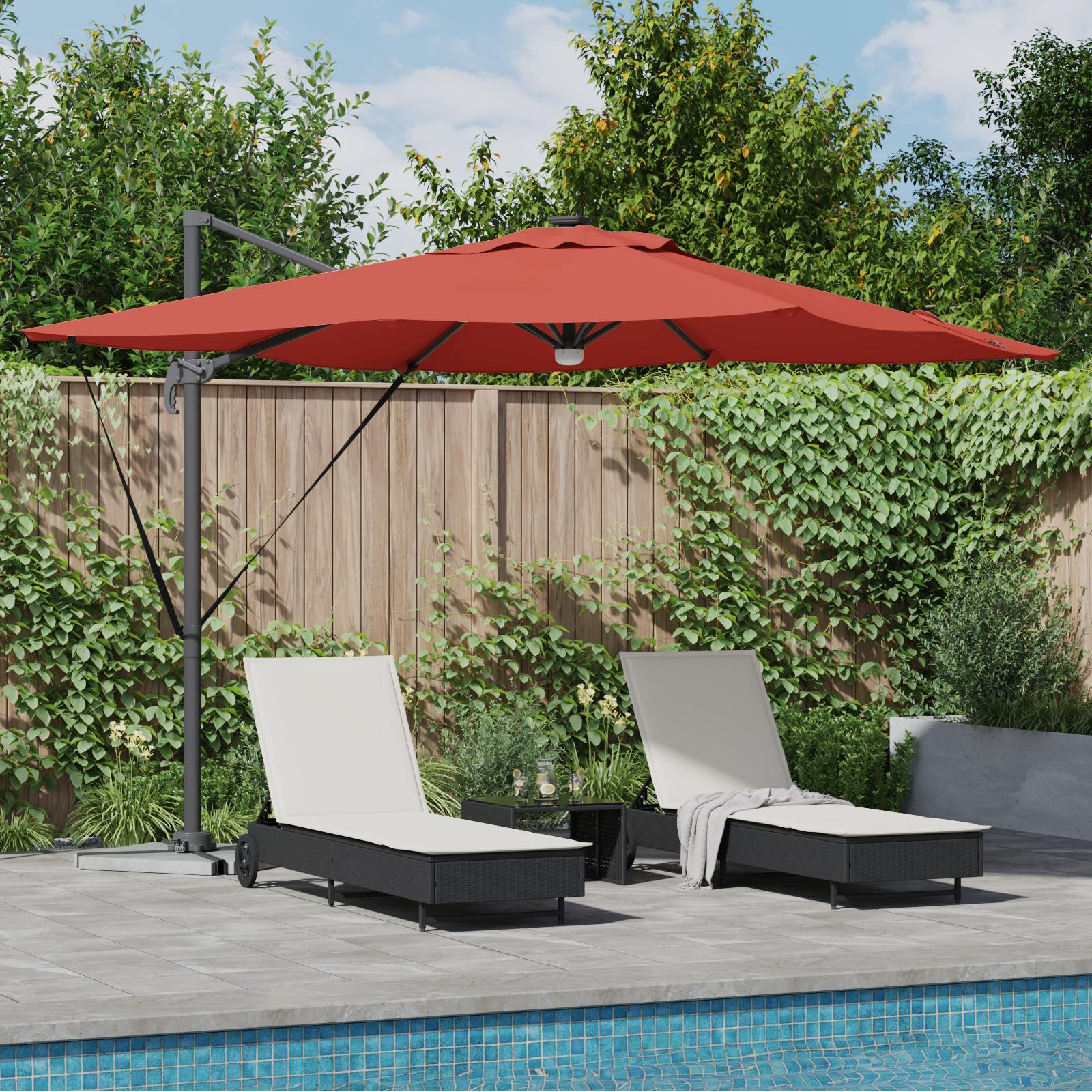 Cantilever Roma Parasol med LED'er Terracotta 286x285x270 cm Aluminium