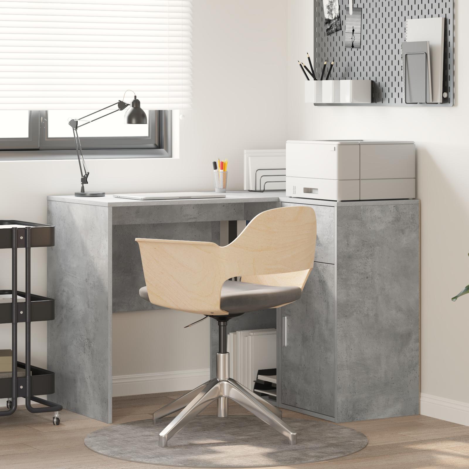 Hjørneskrivebord Beton Grå 102 x 50 x 75 cm Konstrueret træ billede