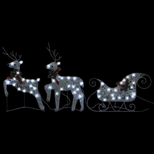 Rensdyr & kane udendørs juledekoration 60 LED sølvfarvet